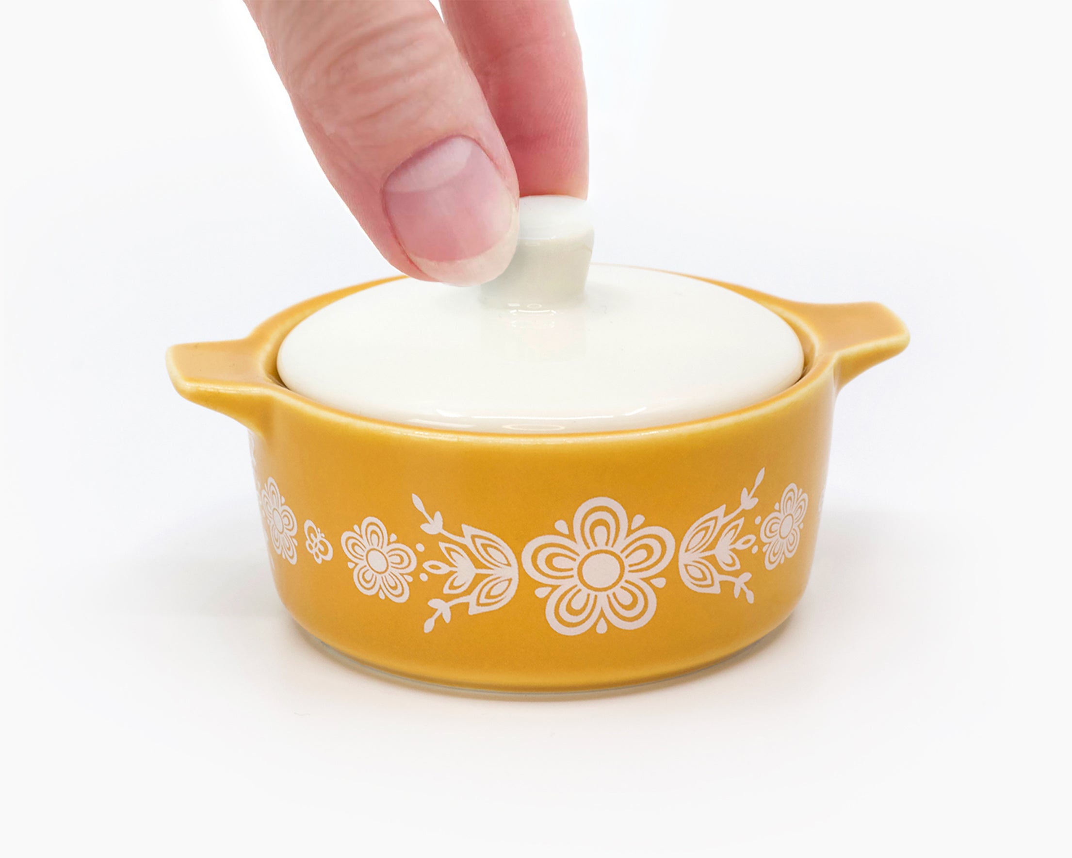 Pyrex-Inspired Butterfly Gold Casserole Ceramic Trinket Box