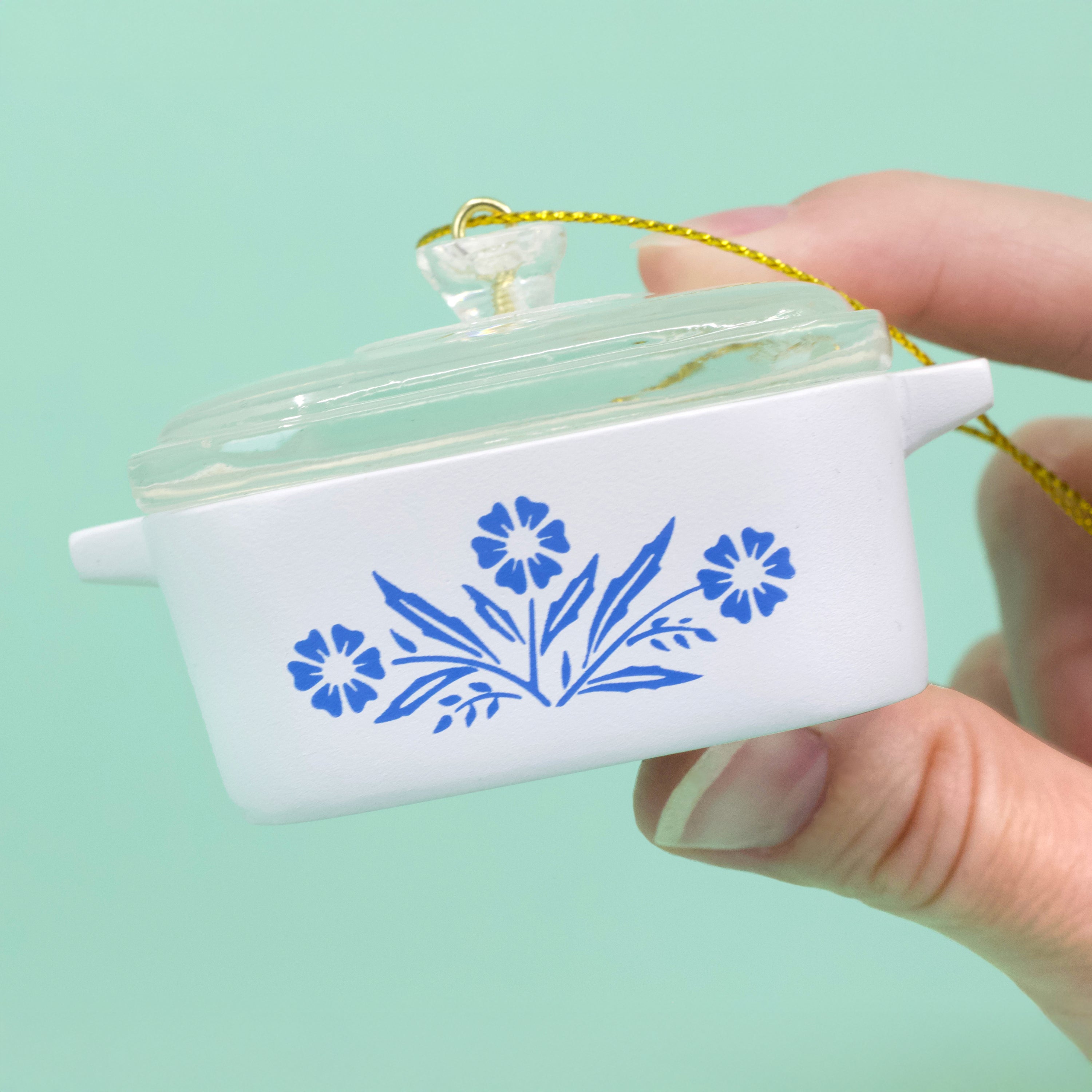 Mini Cornflower Ornament – Corning Ware–Inspired Casserole