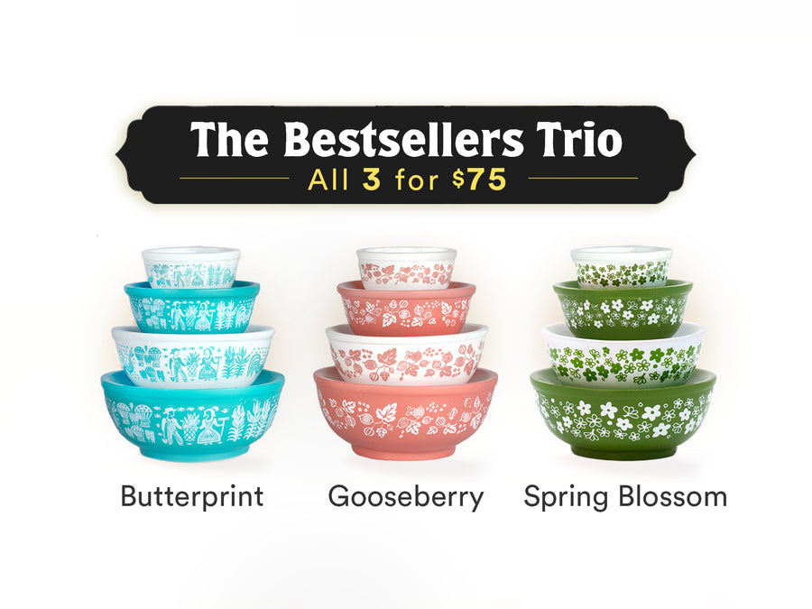 Mini Pyrex-Inspired Mixing Bowls – Retro Stackable Display Set