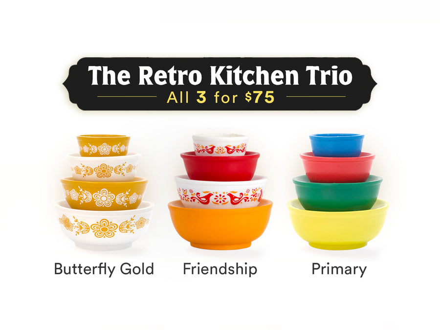Mini Pyrex-Inspired Mixing Bowls – Retro Stackable Display Set