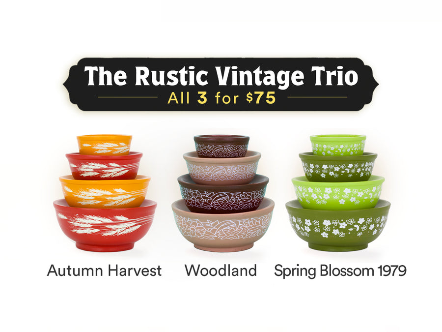 Mini Pyrex-Inspired Mixing Bowls – Retro Stackable Display Set