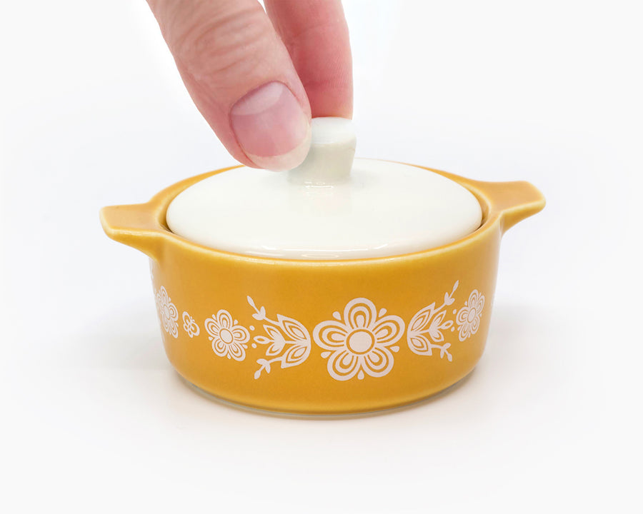Pyrex-Inspired Butterfly Gold Casserole Ceramic Trinket Box