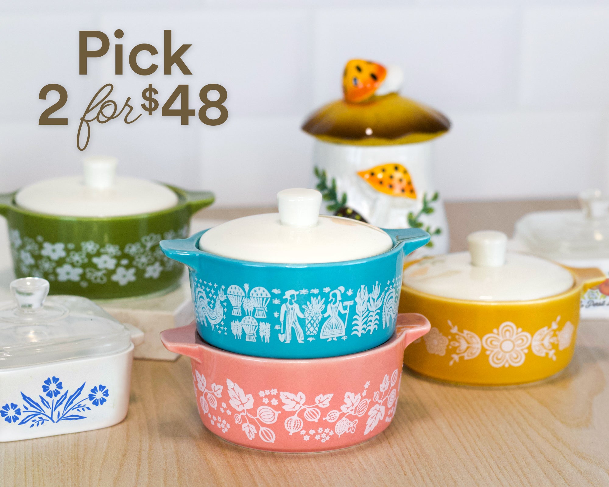 Pyrex-Inspired Spring Blossom Casserole Ceramic Trinket Box
