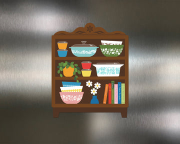 Pyrex-Inspired Kitchen Bookshelf Magnet – Retro Fridge Decor