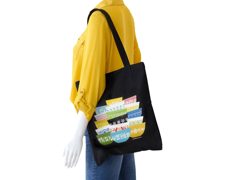 Pyrex-Inspired Zipper Tote Bag – Retro Pocket Tote