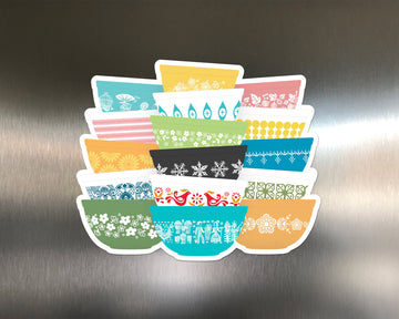 Pyrex-Inspired Whimsy Stack Magnet – Retro Fridge Decor