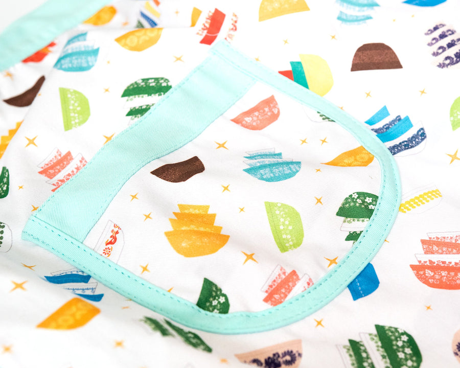 Pyrex-Inspired Cotton Apron – Retro Kitchen Cooking Gift