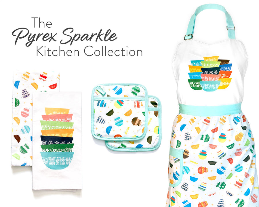 Pyrex-Inspired Sparkle Tea Towel – Retro Kitchen Gift