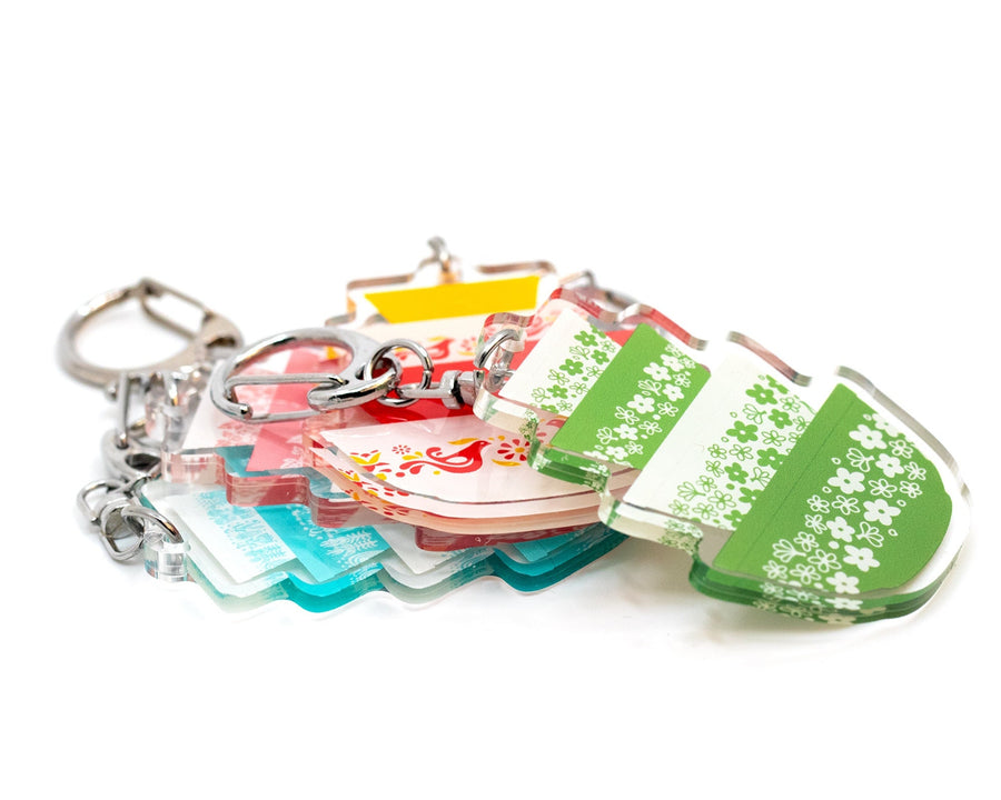 Pyrex-Inspired Mixing Bowl Keychain – Retro Keyring