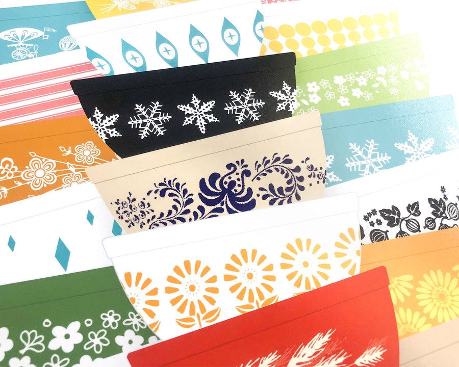 Pyrex-Inspired Bowl Stacks Print – Retro Kitchen Wall Art