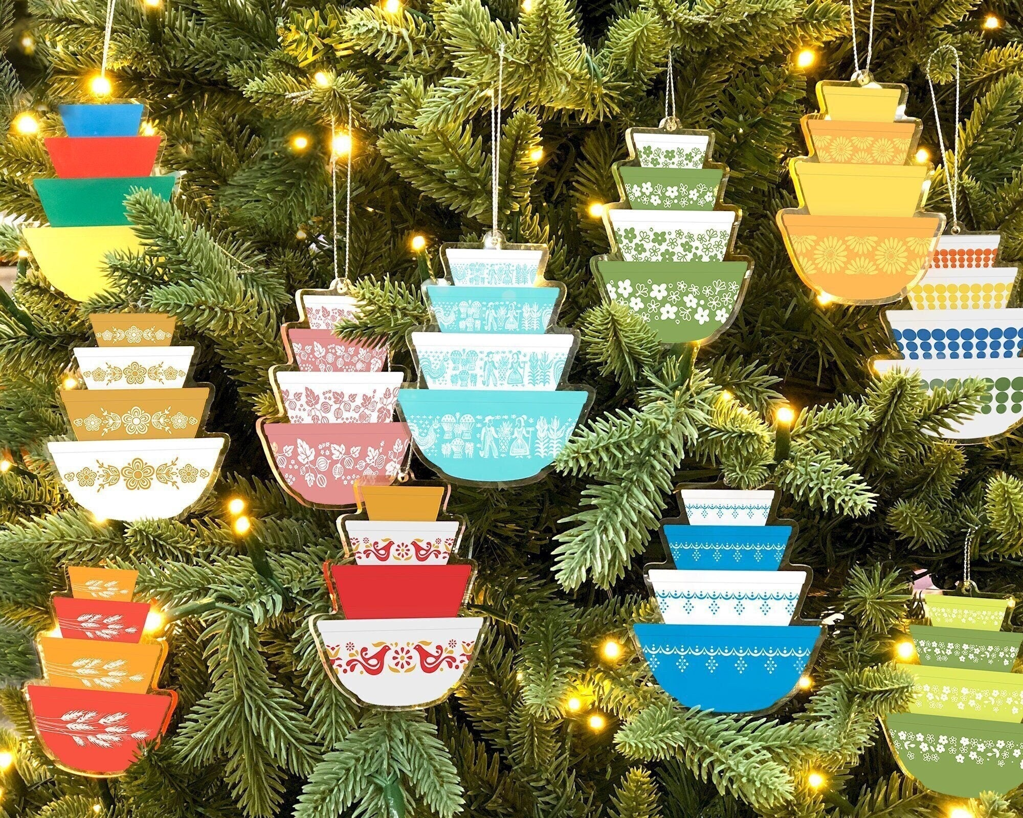 Double-Sided Pyrex-Inspired Acrylic Ornament – Retro Christmas Decor ...