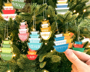 Mini Double-Sided Pyrex-Inspired Ornament – Retro Christmas Decor