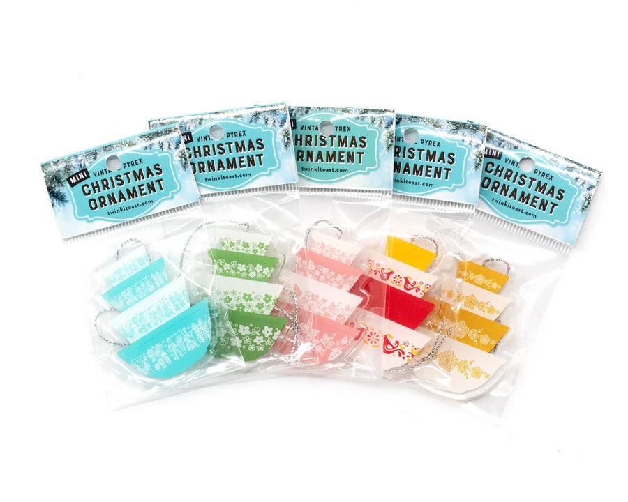 Mini Double-Sided Pyrex-Inspired Ornament – Retro Christmas Decor
