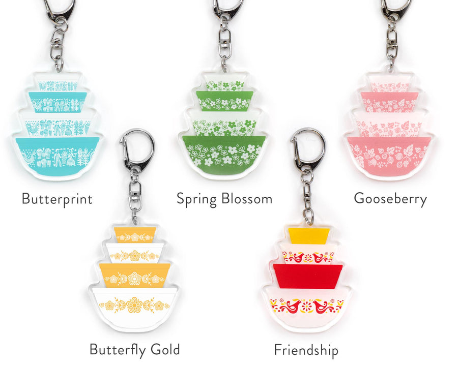 Pyrex-Inspired Mixing Bowl Keychain – Retro Keyring