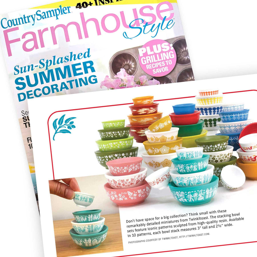 Mini Pyrex-Inspired Mixing Bowls – Retro Stackable Display Set
