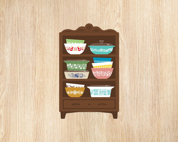 Vintage Pyrex Hutch Vinyl Sticker – Retro Kitchen Bowl Design