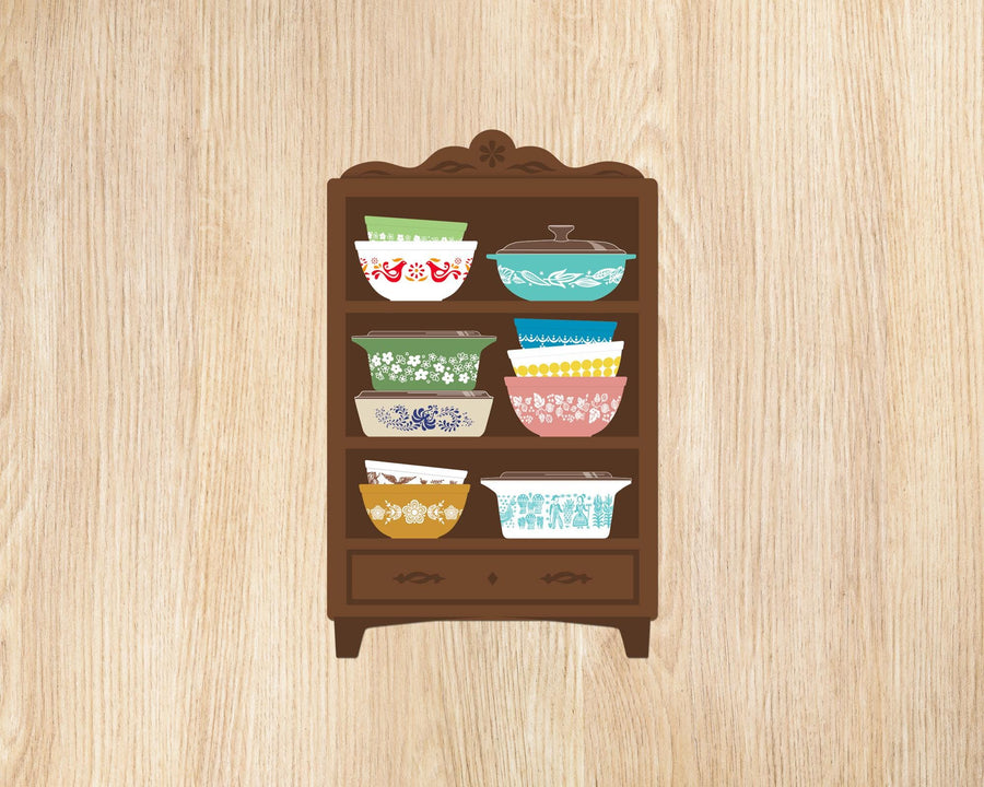 Vintage Pyrex Hutch Vinyl Sticker – Retro Kitchen Bowl Design