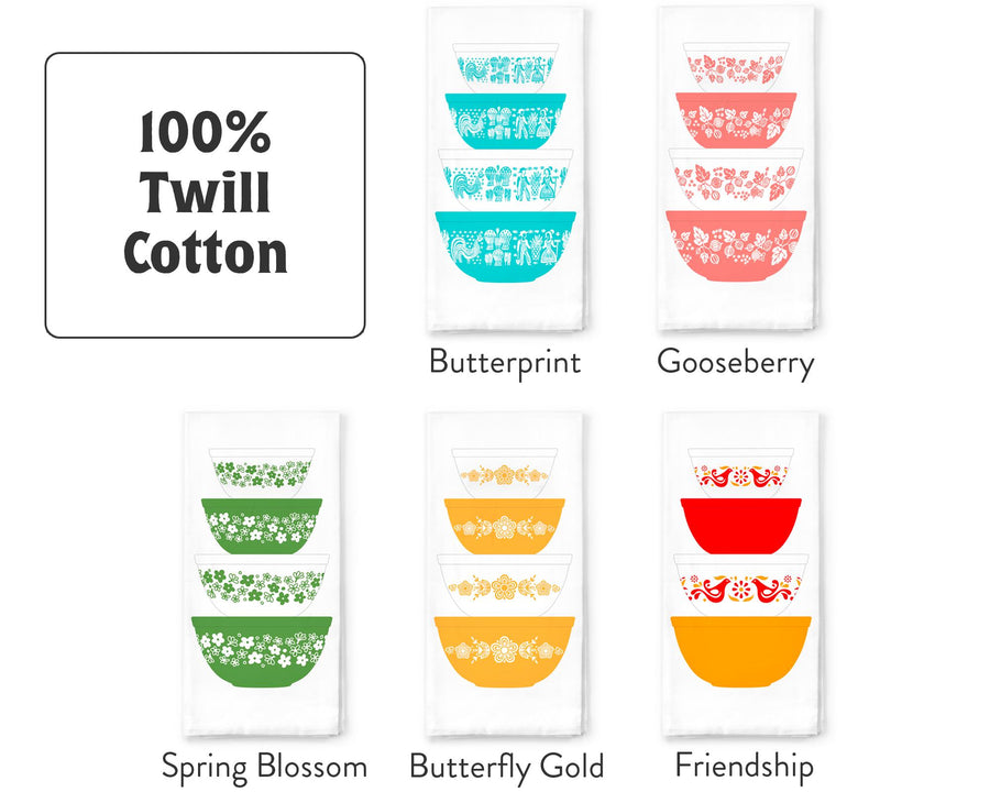 Pyrex-Inspired Cotton Tea Towel – Retro Kitchen Gift