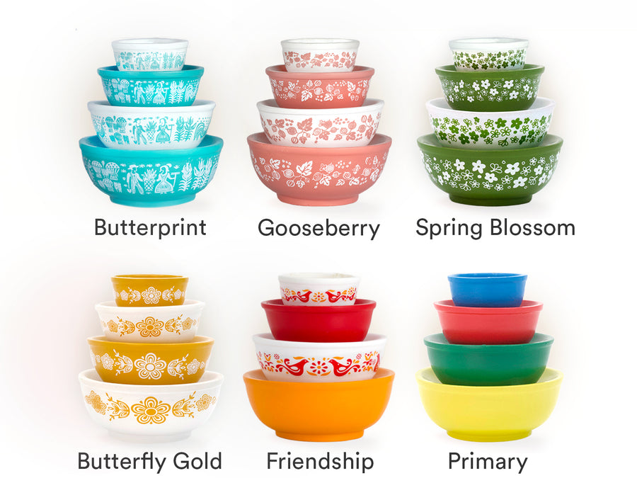 Mini Pyrex-Inspired Mixing Bowls – Retro Stackable Display Set
