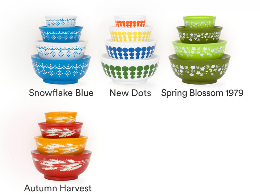 Mini Pyrex-Inspired Mixing Bowls – Retro Stackable Display Set